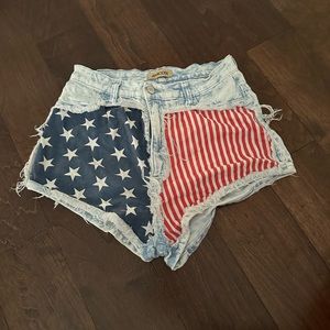 Red white and blue flag shorts